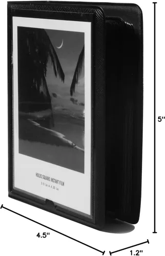 Vista 7 de Álbum de fotos de 33 bolsillos para cámara instantánea Polaroid, apto para fotos de 3.5 x 4.25 pulgadas, material de PVC y resistente al agua Negro