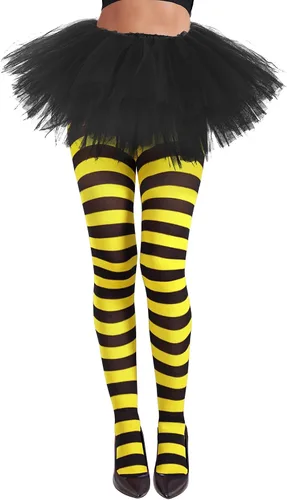 Vista 14 de American Trends Medias de rayas para mujer, mallas de bruja para disfraz de Halloween, medias elásticas Verde Negro (Green Black Stripe)