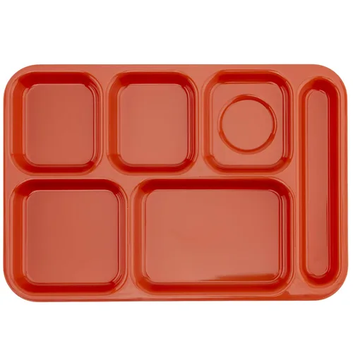 Vista 25 de G.E.T. Bandeja escolar para cafetería con 6 compartimentos, para zurdos, 10 x 14 pulgadas, verde bosque (paquete de 4)