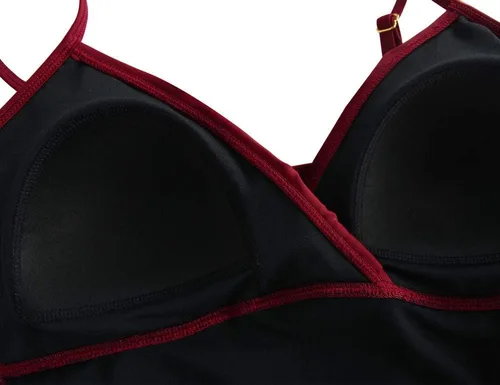 Vista 6 de Hilor Tankini para mujer con volantes fruncidos y cuello en V