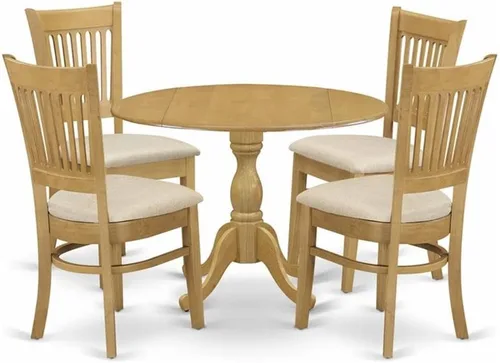 Vista 11 de East West Furniture DMVA3-BLK-C - Juego de mesa y sillas de cocina de 3 piezas contiene una mesa de comedor redonda con gotas y 2 sillas tapizadas