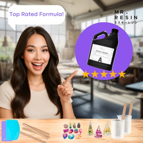 Vista 6 de Kit de resina epoxi de 64 onzas por Mr. Resin Crystal Clear Epoxy Resin para artes y manualidades: ¡cura en 24 horas! Mesas de río, moldes, llaveros