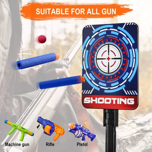 Vista 2 de Objetivo de Tiro Electrónico con Puntuación, Reinicio Automático, Objetivos Digitales para Pistolas Nerf, Juguetes con Jaula de Soporte y Red