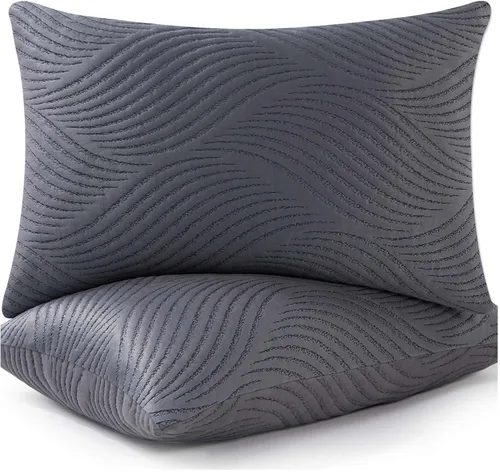 Vista 9 de Juego de 2 almohadas de tamaño estándar, almohadas de espuma viscoelástica frescas ajustables para dormir, para dormir boca arriba y de lado Azul