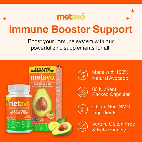 Vista 3 de Metavo Salud inmunológica: suplemento natural de apoyo inmunológico, suplementos esenciales de zinc para hombres y mujeres enriquecidos con vitamina