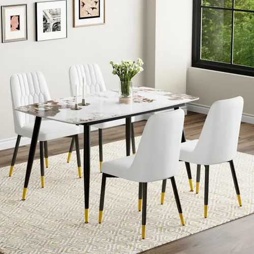 Vista 19 de Juego de 4 mesas de comedor negras para mesa de comedor de 4,50 pulgadas para 4, sillas de cocina de piedra sinterizada, fácil de montar, adecuado