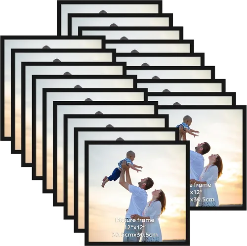 Vista 30 de Hoikwo 18 paquetes de marcos de fotos de plástico negro de 3.5x5 multifuncionales con cubierta de plástico para fotos familiares, obras de arte