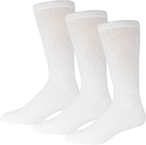 Vista 24 de 6 pares de calcetines tipo crew de algodón para diabéticos sin compresión para neuropatía