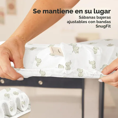 Vista 6 de 2 paquetes de sábanas ajustadas para mini cuna - 38x26 Sábanas Pack N Play para colchón Pack and Play, algodón orgánico, ropa de cama transpirable