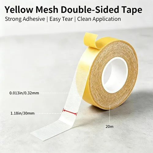 Vista 6 de Heavy Duty Mesh Double Sided Tape, Clear Fiberglass Grid for Home Office