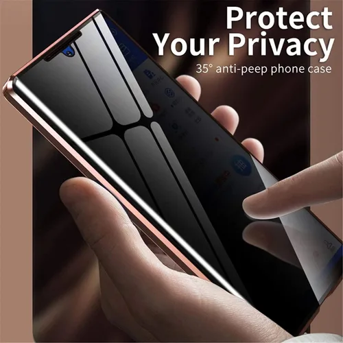 Vista 3 de Funda magnética de privacidad para Samsung Galaxy Note 9, carcasa de vidrio templado antiespías, frontal y trasera, vidrio templado 9H, protector