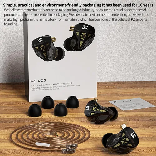 Vista 12 de KZ Castor - Auriculares intrauditivos, sonido de graves mejorado HiFi, IEMs aislantes de ruido ajustables, auriculares con cable de doble