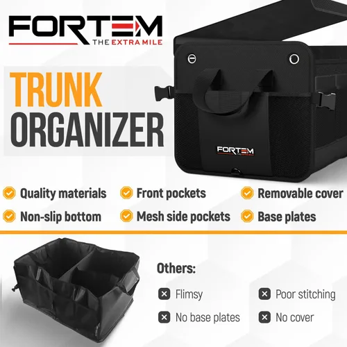 Vista 9 de FORTEM Organizador de maletero con enfriador para SUV, organizador y almacenamiento de automóvil, multicompartimento plegable, regalo de Navidad