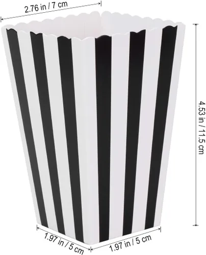 Vista 2 de TOYMYTOY Cajas de palomitas de maíz, recipientes de cartón para palomitas de maíz para recuerdos de fiesta, 24 piezas (negro)