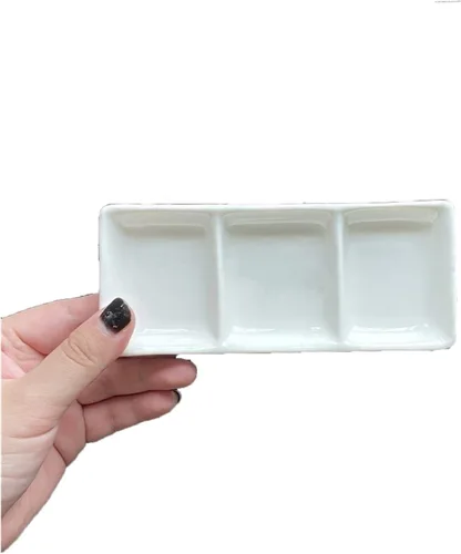 Vista 8 de Paleta de acuarela de cerámica, pintura de acuarela multirejilla, paleta de porcelana blanca, pintura profesional, suministros de cerámica adecuados