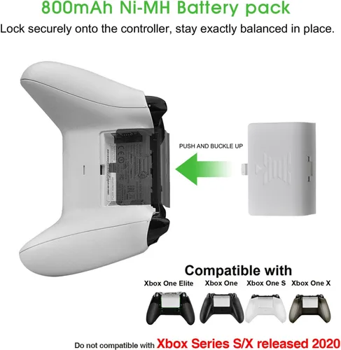 Vista 8 de Rii Xbox one Controller Charger with 2 Rechargeable Battery 800mAh Dual Charging Dock Station for Xbox OneOne SOne XElite Controller