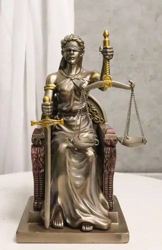 Vista 3 de Ebros Gift Figura de ley y orden judicial de 8 pulgadas de alto, escultura de diosa griega La Justica en acabado de resina de bronce sintético