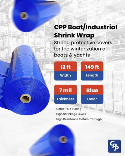 Vista 2 de CPP 12' x 149' 7 Mil Blue Boat/Envoltura retráctil industrial