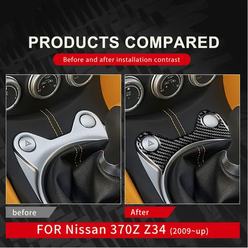 Vista 3 de Adhesivo de fibra de carbono compatible con accesorios Nissan, marco de cambio de caja de cambios de automóvil para Nissan 370Z Z34 2009-UP