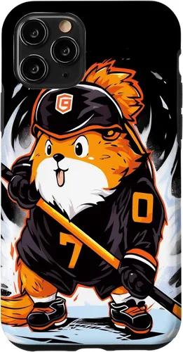 Vista 10 de iPhone 15 Guinea Pig Ice Hockey Player Hockey Stick Goalkeeper Case