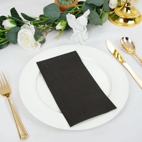 Vista 4 de bUCLA 100 Unidades de Servilletas de Papel Negras de 3 Capas - Servilletas de Papel Negras Desechables de Calidad Premium, Absorbentes para Cocina