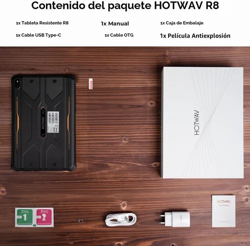 Vista 9 de HOTWAV R8 Tablet impermeable Android 14, tableta resistente de 10.1 pulgadas HD+, 10800 mAh, 12 GB + 128 GB/TF 1 TB, 13 MP+5 MP Cámara Tabletas