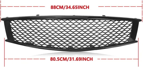 Vista 9 de Rejilla de parachoques delantero compatible con Infiniti 2008-2013 G37 Rejilla de parachoques de malla negro brillante