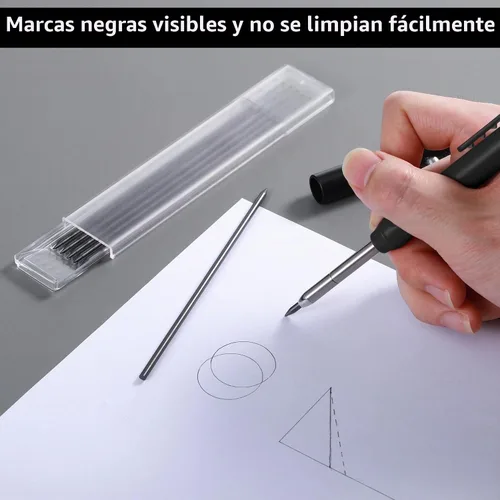 Vista 6 de Hiboom 24 piezas de repuesto HB de 0.110 in para lápiz de carpintero, lápiz de estudio de larga duración para lápiz mecánico, construcción de Negro