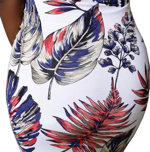 Vista 2 de Vestido sexy de verano tropical para mujer, sin tirantes, floral, tubo a media mitad, bodycon para fiesta, club