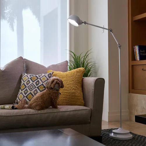 Vista 8 de OttLite Revive - Lámpara de pie LED con tecnología LED ClearSun, control sensible al tacto, 3 modos de brillo, reduce la fatiga ocular, ideal