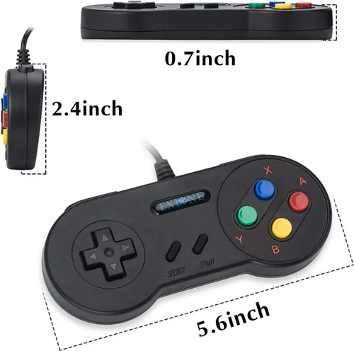 Vista 4 de Exlene Usb Controller Gamepads Joystick 10ft3m 2pack Usb Snes Controlador Super Snes Classic Controller para PC Windows Ubuntu Raspberry Pi 3