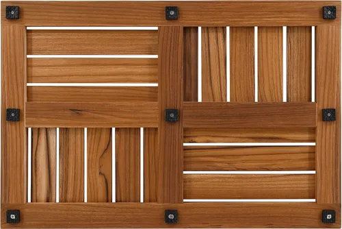 Vista 7 de Utoplike Tapete de baño de madera de teca de 3 niveles para ducha, 24 x 16 pulgadas