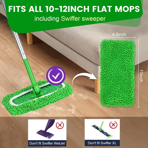Vista 2 de 15 almohadillas de microfibra reutilizables compatibles con trapeador de barredora, repuestos de almohadillas húmedas de repuesto y paños de barrido