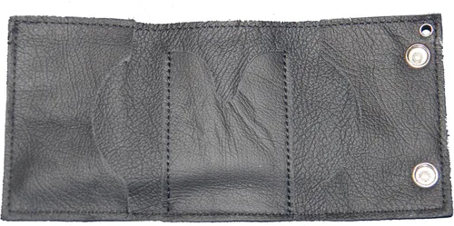 Vista 3 de Cartera de cadena triple negra original personalizada. HECHO EN EE. UU, Negro