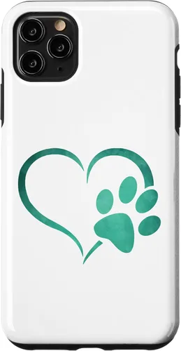 Vista 13 de Vintage green Dog Paw Print heart For Dogs Lover Case for iPhone 16