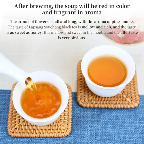 Vista 4 de XIXICHA Lapsang Souchong Té chino Té negro Hoja suelta Grado AAA ZhengShanXiaoZhong Wuyi Montaña Té negro Rico aroma de flor