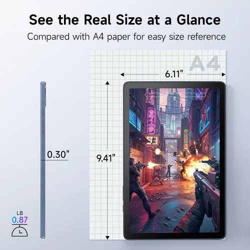 Vista 12 de TCL Tableta Android TAB 10 Gen 4, pantalla FHD de 10.1 pulgadas, CPU Octa-Core, 12 GB de RAM (4+8 GB), 128 GB de almacenamiento, batería de 6000