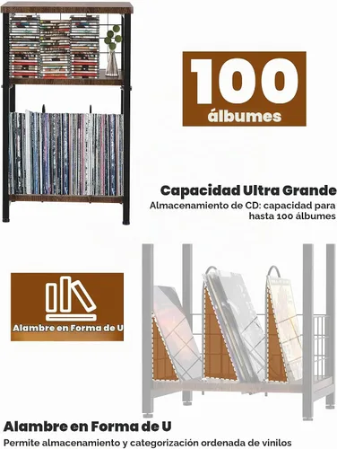 Vista 4 de Soporte para tocadiscos de vinilo, mesa auxiliar de 3 niveles con Negro Dual-net