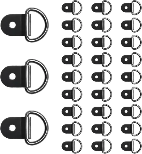 Vista 13 de KVAEY 10 piezas de anillos en D pequeños de acero para amarre, anillo de amarre de acero resistente para carga, punto de anclaje de anillo en D