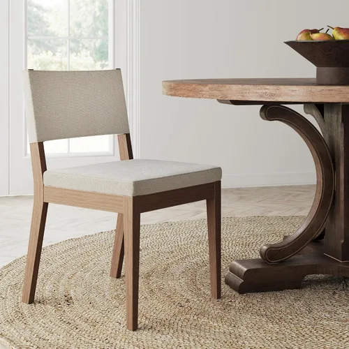 Vista 13 de Nathan James Linus - Silla de comedor tapizada moderna con patas de goma maciza en un acabado marrón cepillado con alambre, marrón claro Marrón