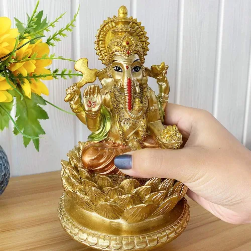 Vista 7 de Figura de ídolo hindú de resina de 6.3 pulgadas de alto, estatua de ídolo, elefante, Dios Ganpati, para el hogar, templo, mandir, altar, santuario