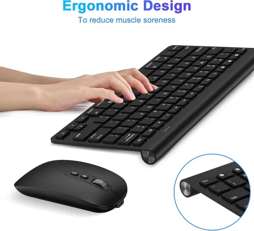 Vista 4 de cimetech Teclado y mouse Bluetooth para Mac, combo de teclado y mouse ultra delgado, teclado y mouse inalámbricos para Mac, MacBook ProAir, Mac