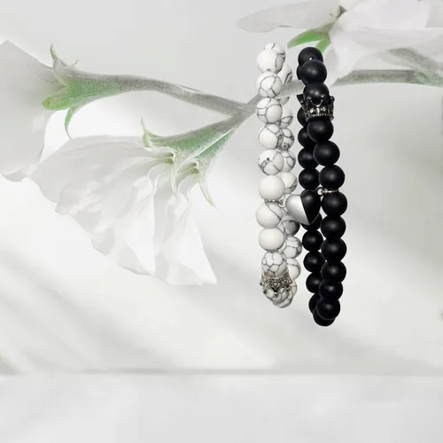 Vista 6 de WVT Pulseras a juego para parejas, regalos de relación a larga distancia para mujeres y hombres, juego de pulseras para él y para ella para novio