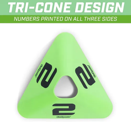 Vista 6 de GoSports Conos deportivos modernos, paquete de 12 con conos numerados, ideales para fútbol, baloncesto, fútbol y más