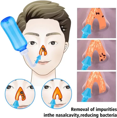 Vista 5 de Carllg Neti Pot - Botella de lavado de riego nasal con sal de enjuague sinusal para adultos y niños (botella de 10.1 fl oz con 30 paquetes de sal)
