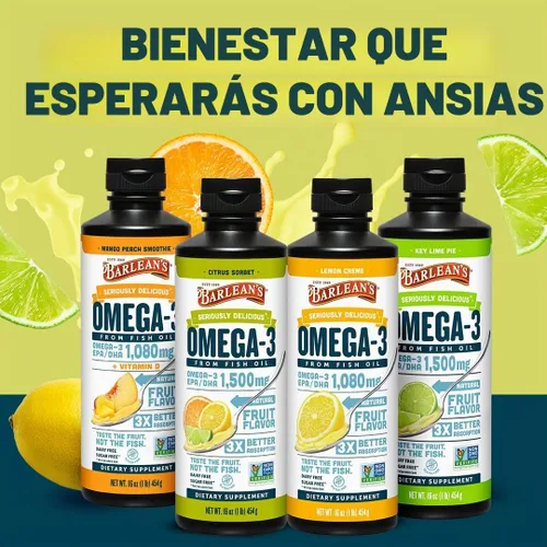 Vista 7 de Barlean's Aceite de pescado Omega-3 de sorbete de cítricos, 1500 mg de EPA