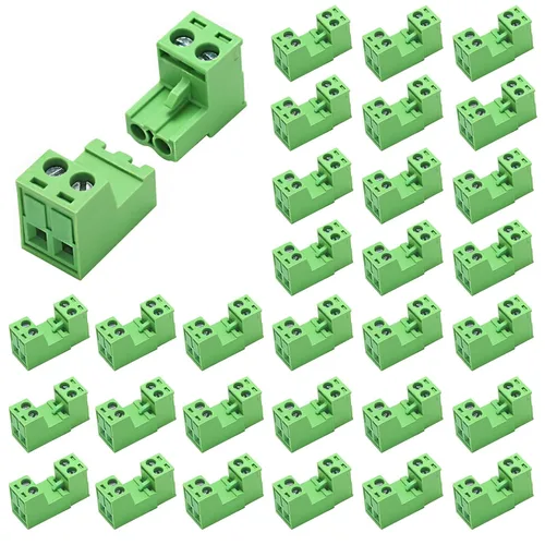 Vista 12 de 10 pares de conectores de bloque de terminales de tornillo enchufables de 2 pines de 5,08 mm de paso con enchufe Phoenix para cable de 28-12AWG