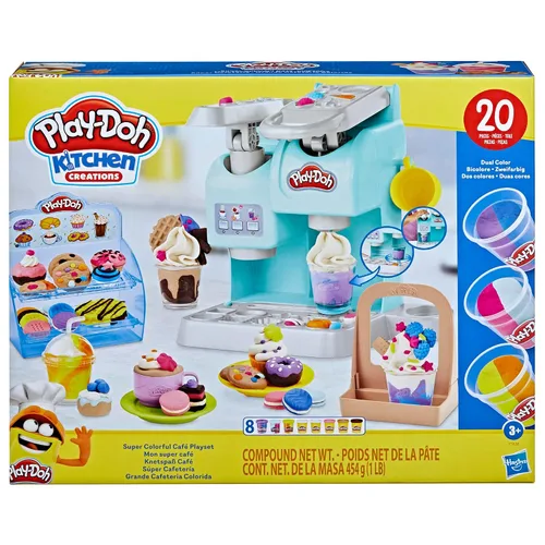 Vista 3 de Play-Doh Kitchen Creations - Juguete de café súper colorido con 20 accesorios y 8 ollas