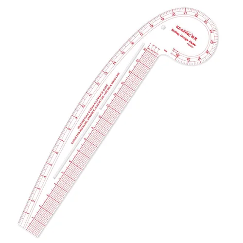 Vista 12 de KEARING Regla clásica curva francesa acrílica de 9 pulgadas (9.1 in), varía la forma de curva, regla de curva de medición de cadera transparente