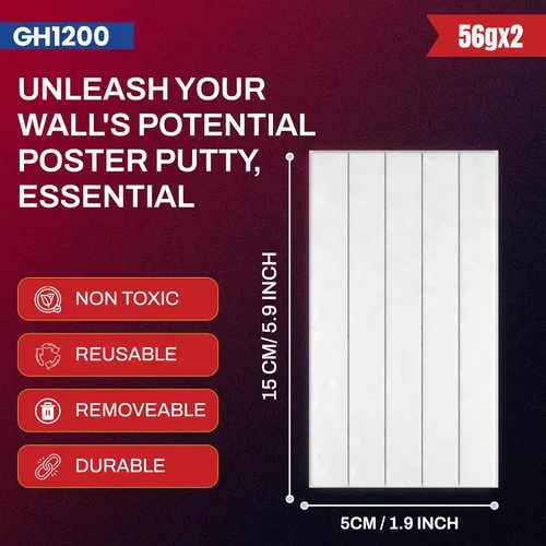 Vista 2 de GH1200 Masilla Adhesiva Pegajosa - Masilla para Pósters para Paredes sin Daño con Adhesivo Fuerte para Colgar Cuadros, Pósters y Decoraciones